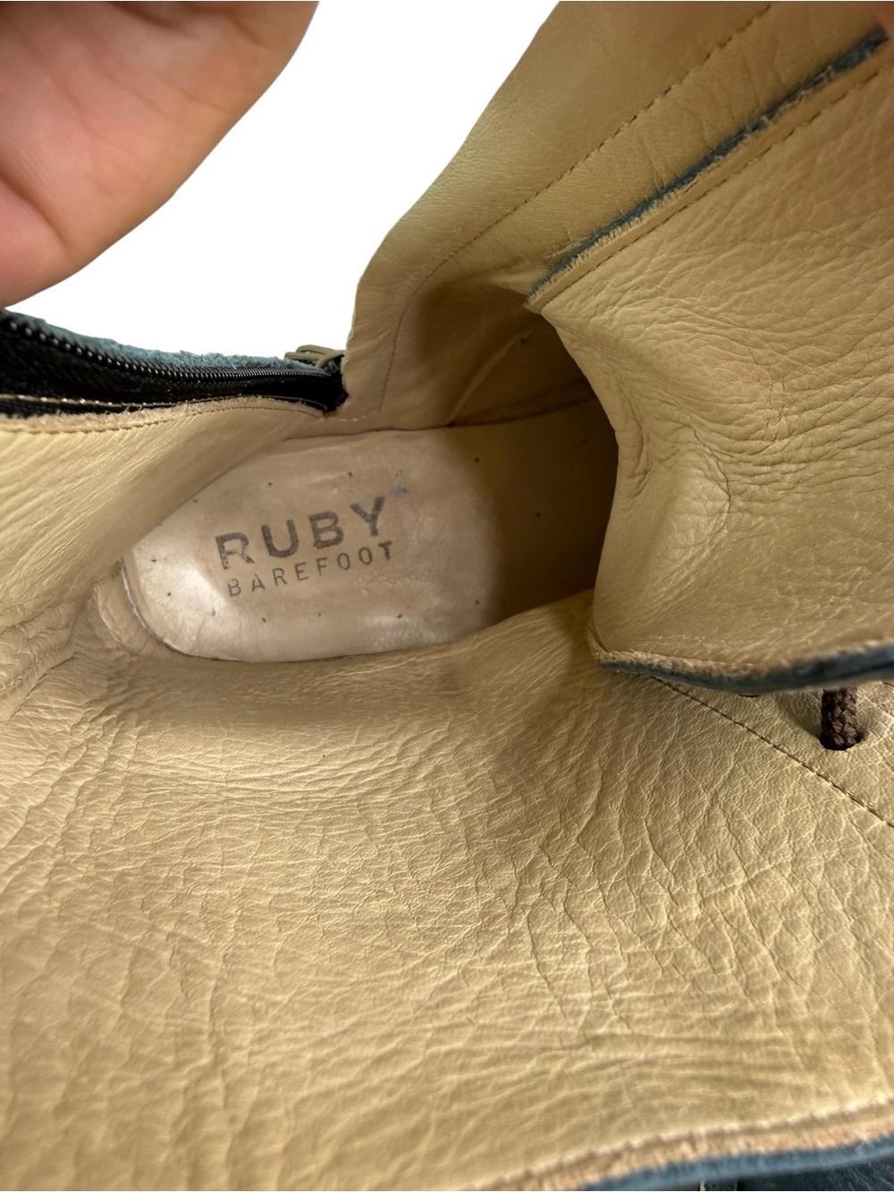 Ruby Barefoot Blue Leather Lace Up Zero Drop Wide Toebox Boots Minimalist Fall - Picture 9 of 10